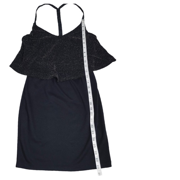 WET SEAL - Metallic Sparkle T-Bar Mini Dress Size S - Black with Gold Metallic - Picture 9 of 14